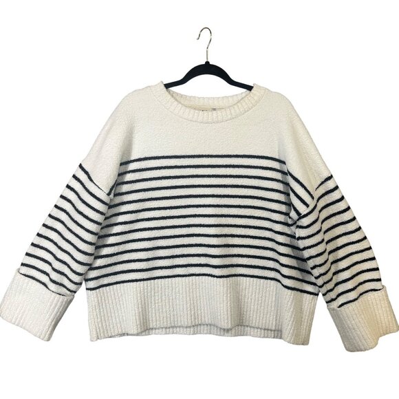 Anrabess Oversized Sweater Women's Size Medium Striped Crew Neck EUC - Picture 1 of 8